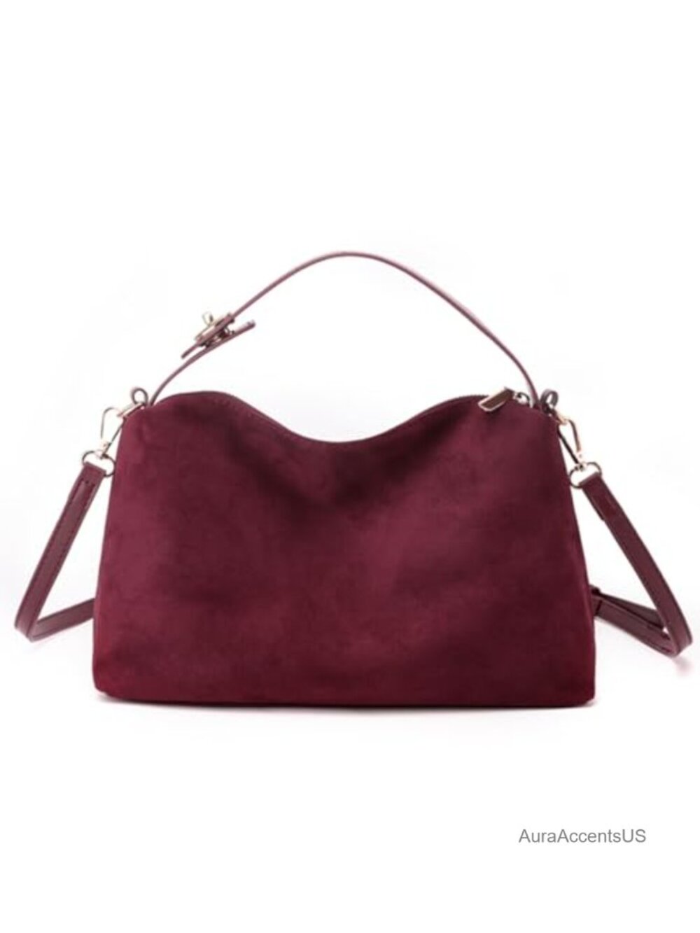 Slouchy Hobo Crossbody Bag Adjustable Strap Soft Suede Vegan Handbag